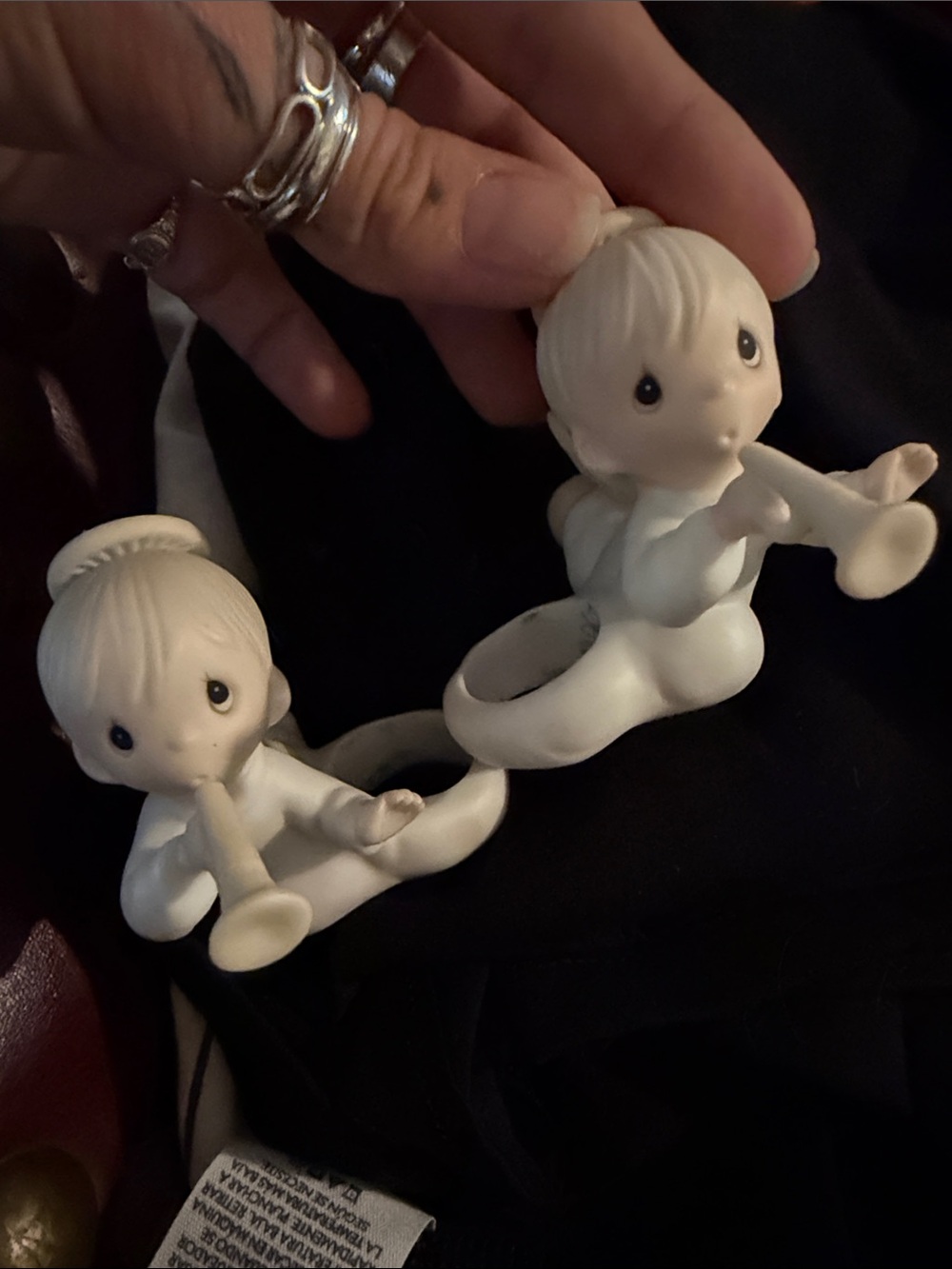 Porcelain Angel Cherub candle holder Set - White
